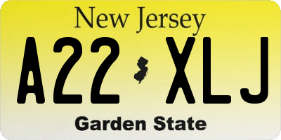 NJ license plate A22XLJ