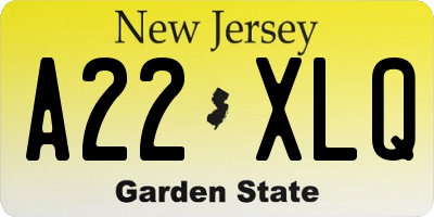 NJ license plate A22XLQ
