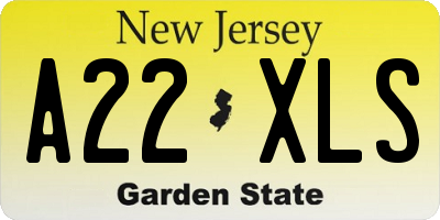 NJ license plate A22XLS