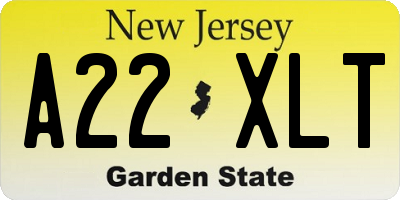 NJ license plate A22XLT