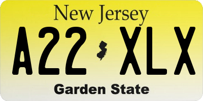 NJ license plate A22XLX