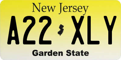 NJ license plate A22XLY