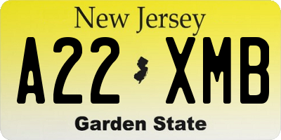 NJ license plate A22XMB
