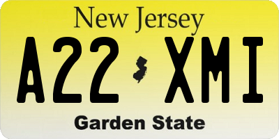 NJ license plate A22XMI