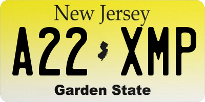 NJ license plate A22XMP