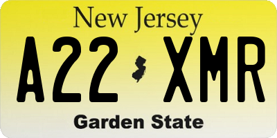 NJ license plate A22XMR