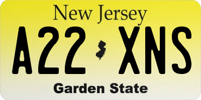 NJ license plate A22XNS