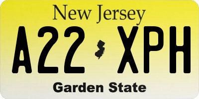 NJ license plate A22XPH