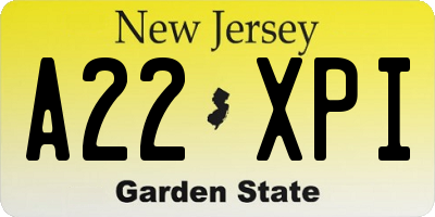NJ license plate A22XPI