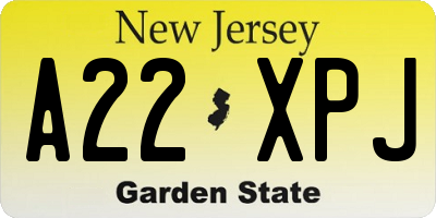 NJ license plate A22XPJ