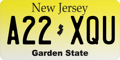 NJ license plate A22XQU
