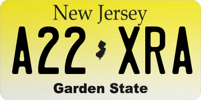 NJ license plate A22XRA