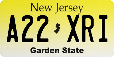 NJ license plate A22XRI