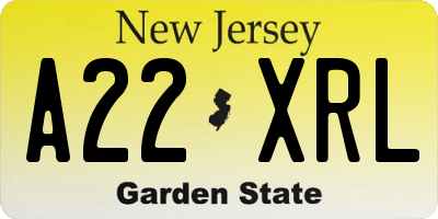 NJ license plate A22XRL