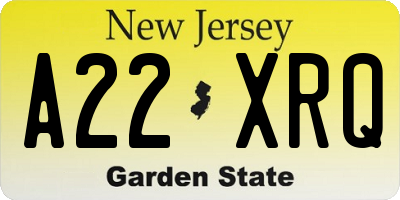 NJ license plate A22XRQ