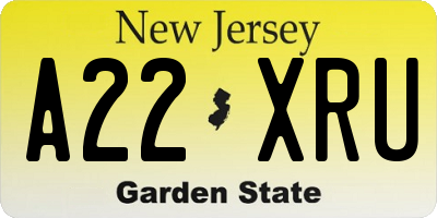 NJ license plate A22XRU