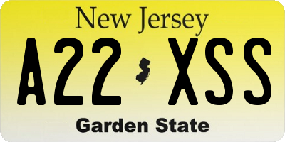 NJ license plate A22XSS