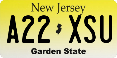 NJ license plate A22XSU