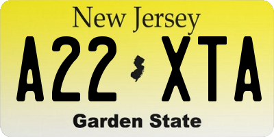 NJ license plate A22XTA