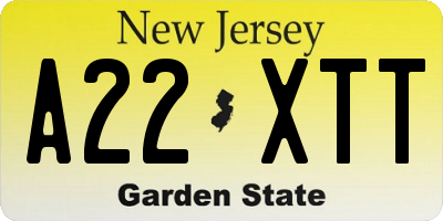 NJ license plate A22XTT