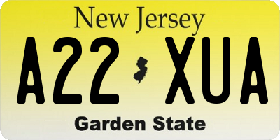 NJ license plate A22XUA