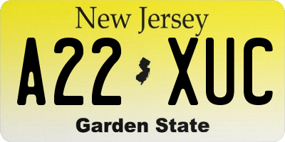 NJ license plate A22XUC
