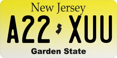 NJ license plate A22XUU