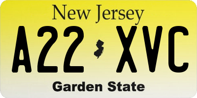 NJ license plate A22XVC