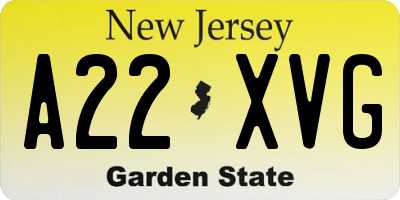 NJ license plate A22XVG