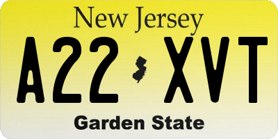 NJ license plate A22XVT