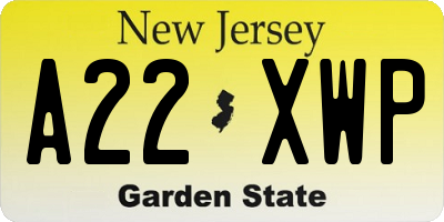 NJ license plate A22XWP