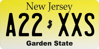NJ license plate A22XXS