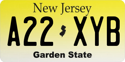 NJ license plate A22XYB