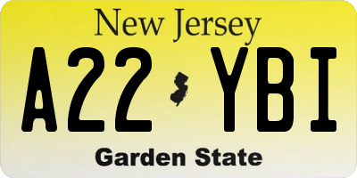 NJ license plate A22YBI
