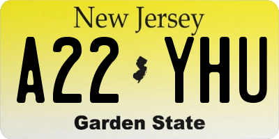 NJ license plate A22YHU