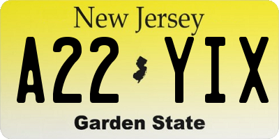 NJ license plate A22YIX