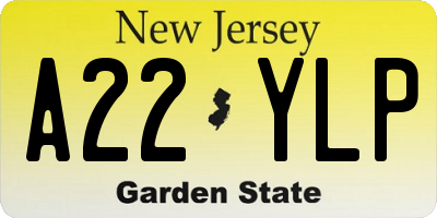 NJ license plate A22YLP