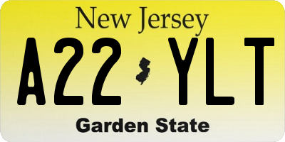 NJ license plate A22YLT
