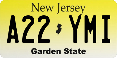 NJ license plate A22YMI