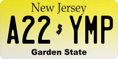 NJ license plate A22YMP