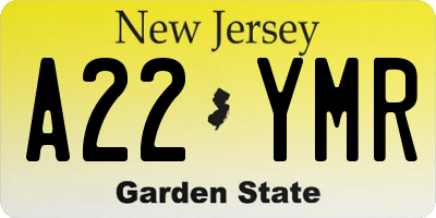 NJ license plate A22YMR