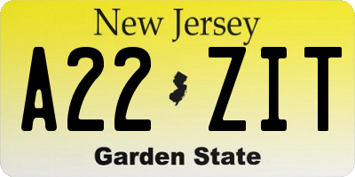 NJ license plate A22ZIT