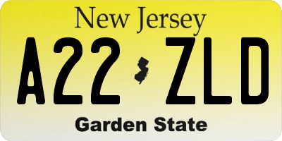 NJ license plate A22ZLD