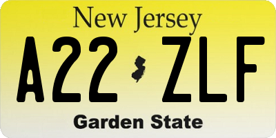 NJ license plate A22ZLF