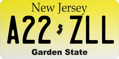 NJ license plate A22ZLL