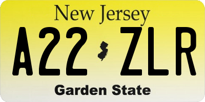 NJ license plate A22ZLR