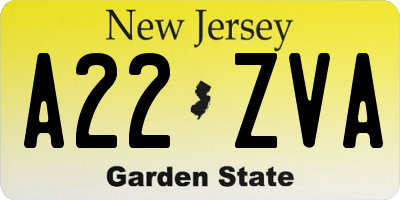NJ license plate A22ZVA