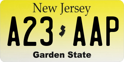 NJ license plate A23AAP