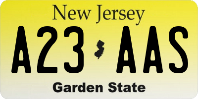 NJ license plate A23AAS