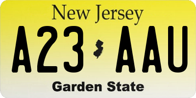 NJ license plate A23AAU